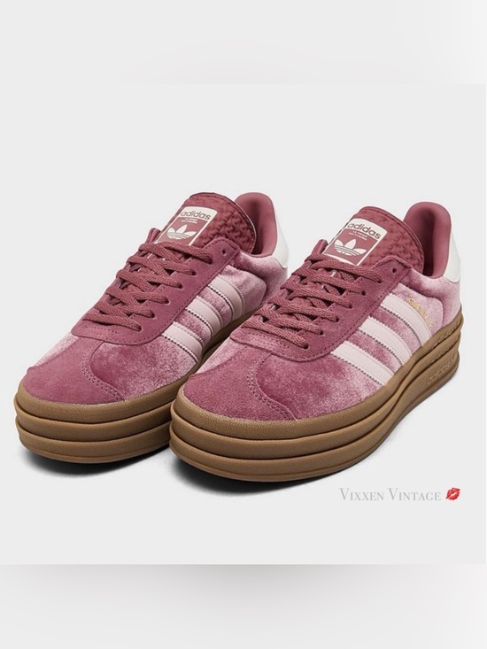 adidas Shoes - ADIDAS TIERED PLATFORM 'WOMEN'S GAZELLE BOLD VELVET SNEAKERS' IN SANDY PINK